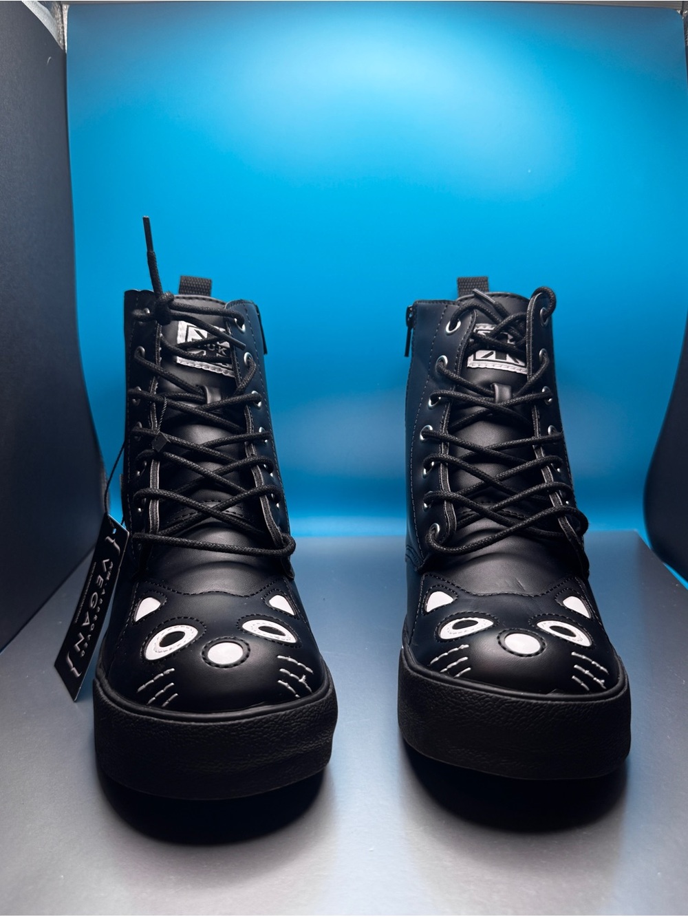 Black Kitty Sneaker Boot vegan leather